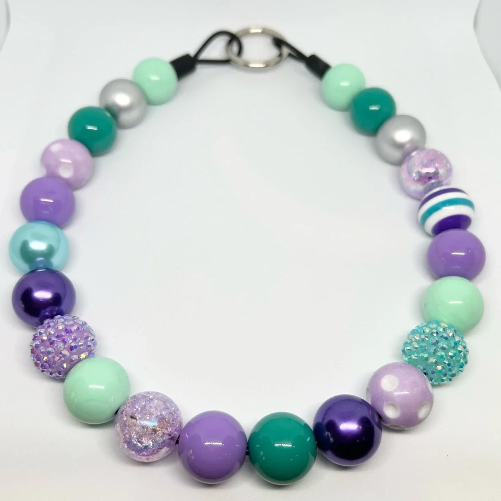Mermaid Sparkle Beaded Dog Collar Necklace Size Medium/Large Purple & Teal Green